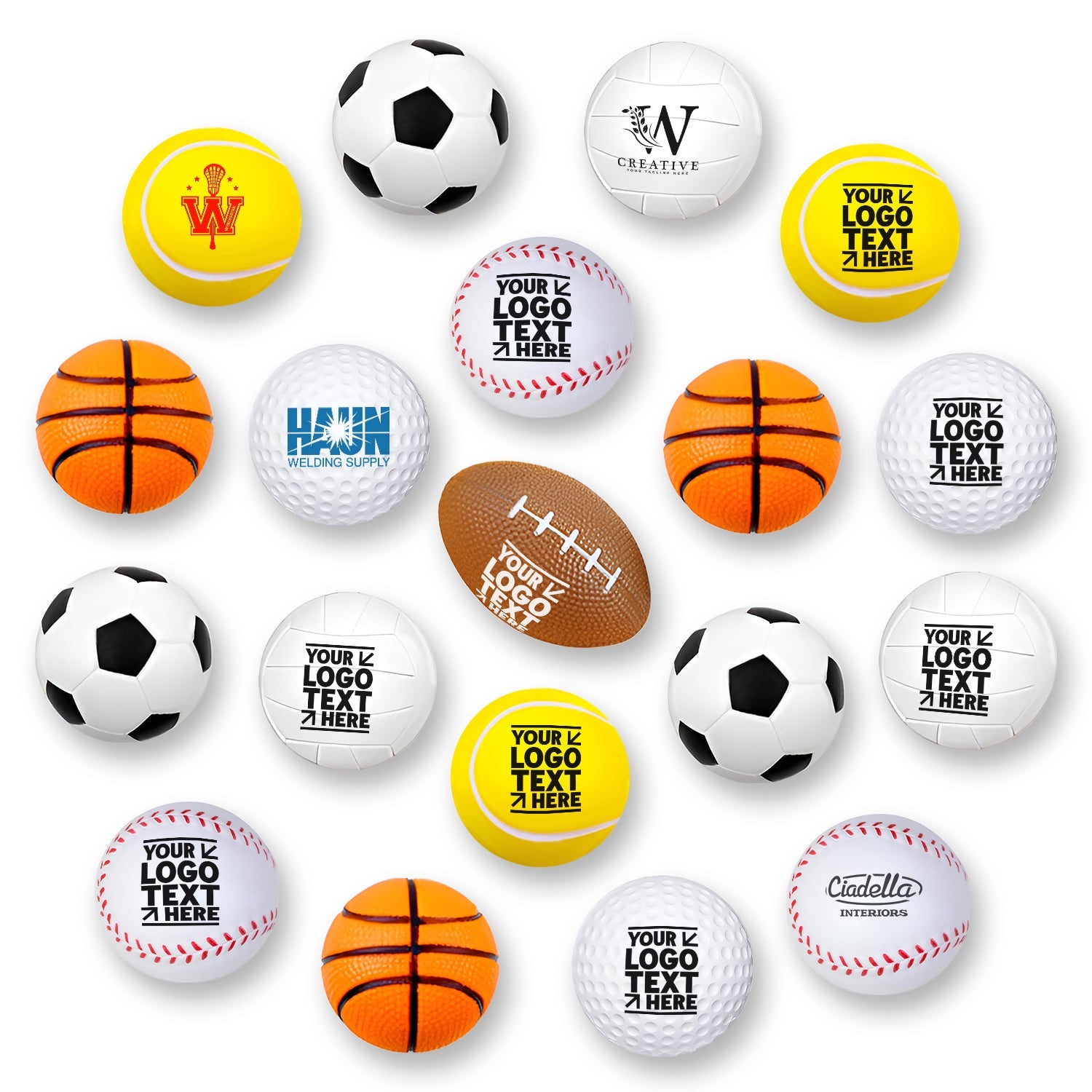 Custom Mini Sports Ball with Logo Football Baseball Stress Reliever