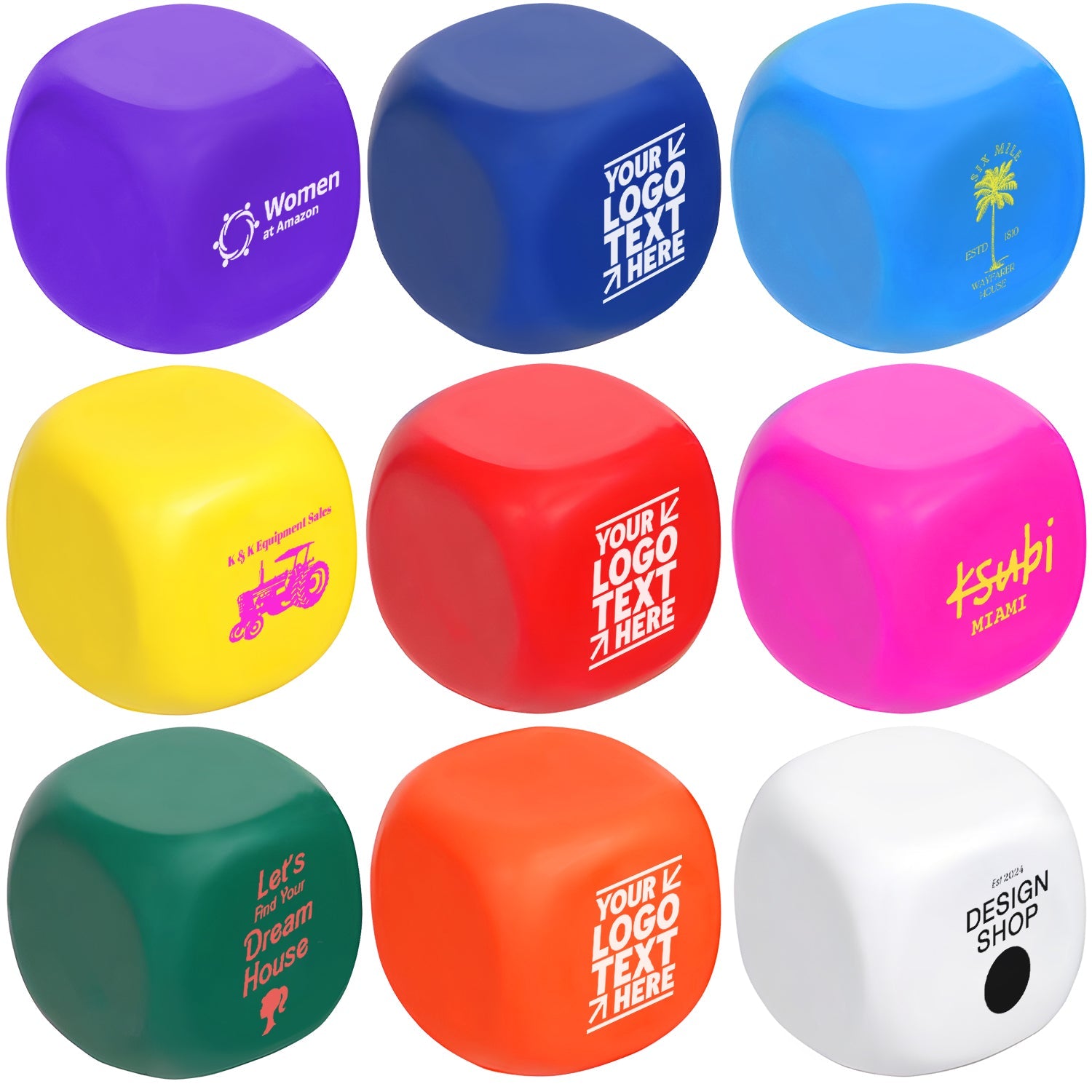 Personalized Printed Square Shaped Stress Relievers Balls Stress Toys