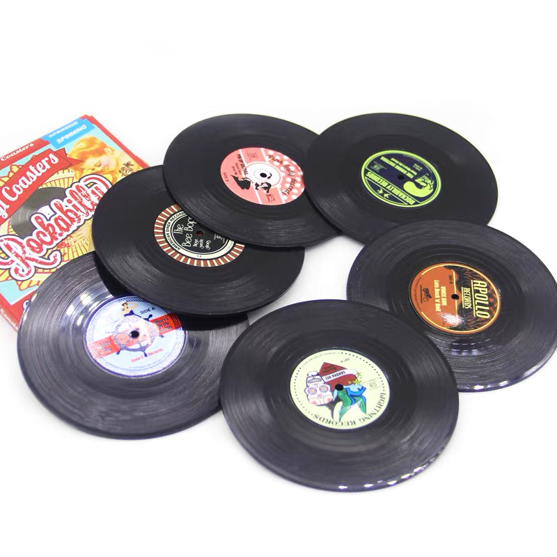 Custom Retro Vinyl Record CD PVC Rubber Coasters with Brand Logo