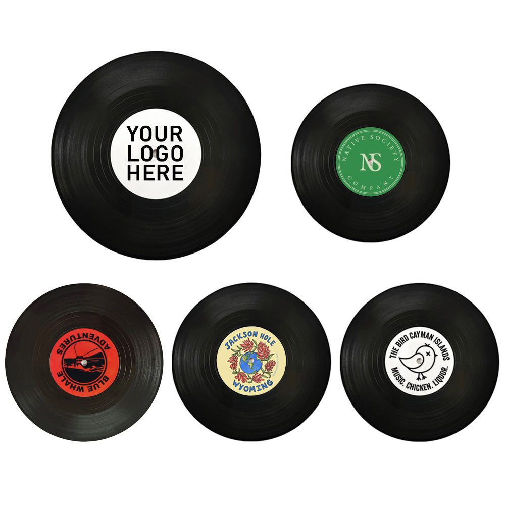 Custom Retro Vinyl Record CD PVC Rubber Coasters with Brand Logo