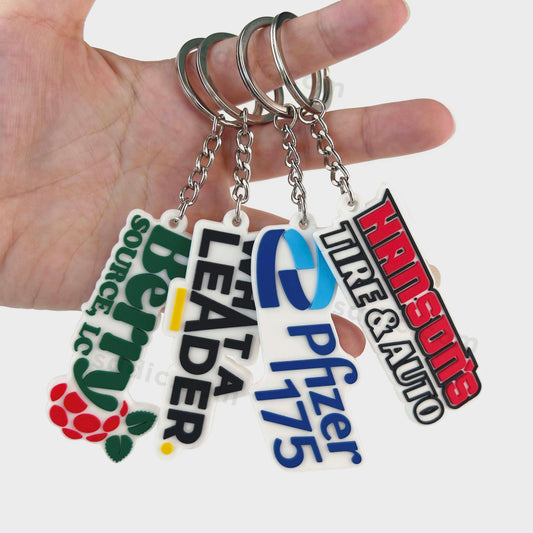 Custom Bulk 2D Die Cut PVC Rubber Keychains For Promo Gift